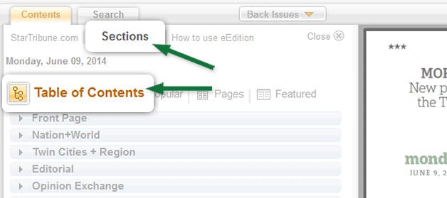 Find articles easily from the table of contents.
